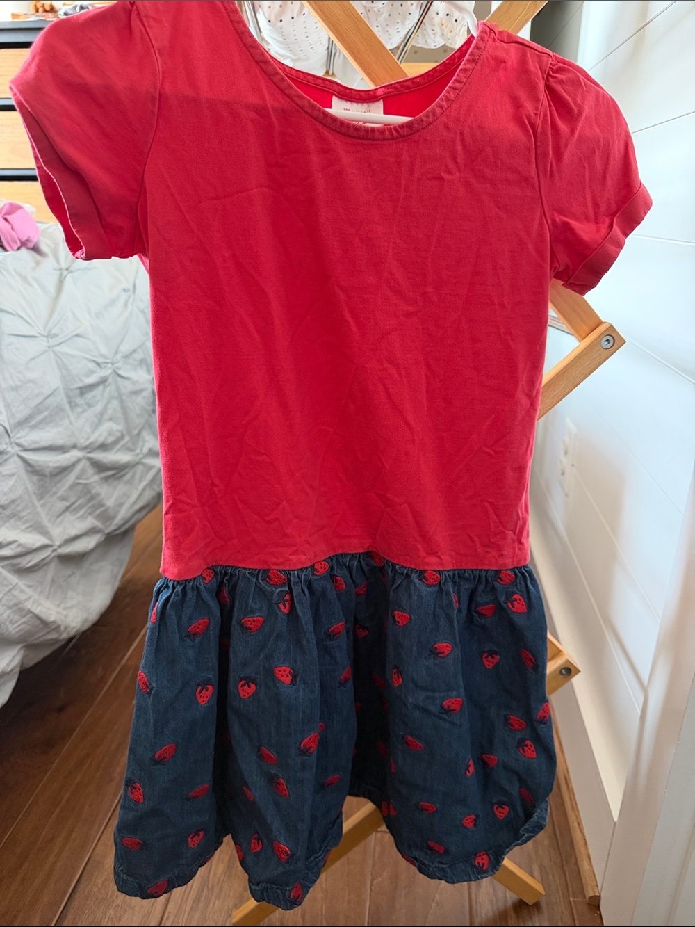 Hanna Andersson Red Top Navy Strawberry Print Dress